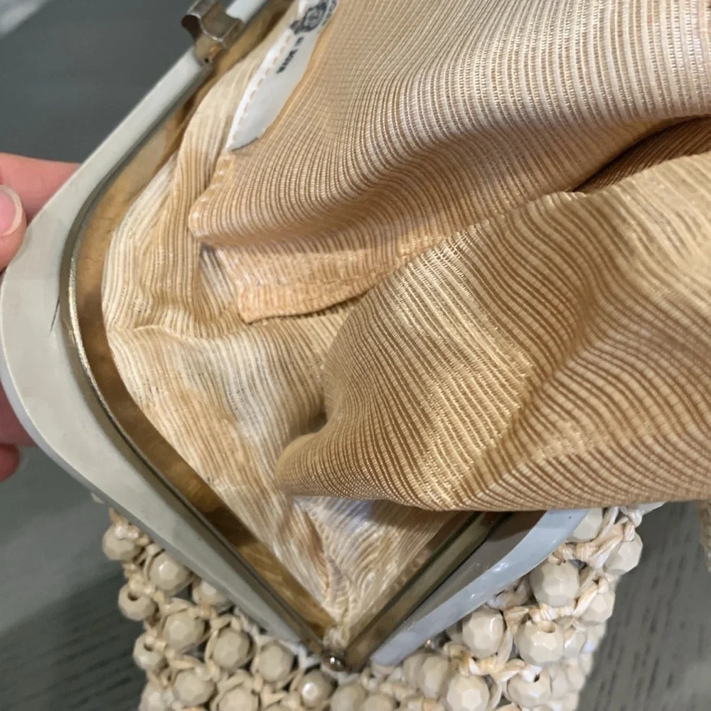 Vintage LEFCORT Elegant Cream Beaded Handbag - Picture 15 of 16